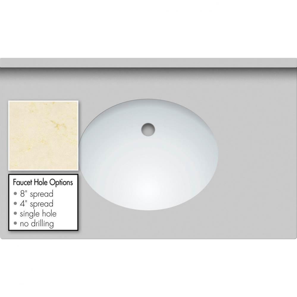 37 X 22 X 1.25 Countertop Quartz Dreamy Marfil Oval White