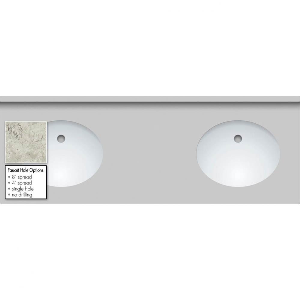 61 X 22 X 1.25 Countertop Quartz Via Augusta 2X Oval White