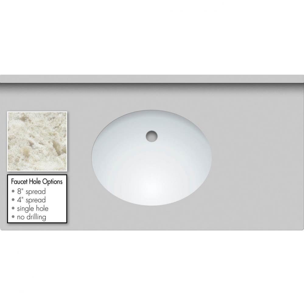 43 X 22 X 1.25 Countertop Quartz Sangda Falls Oval White