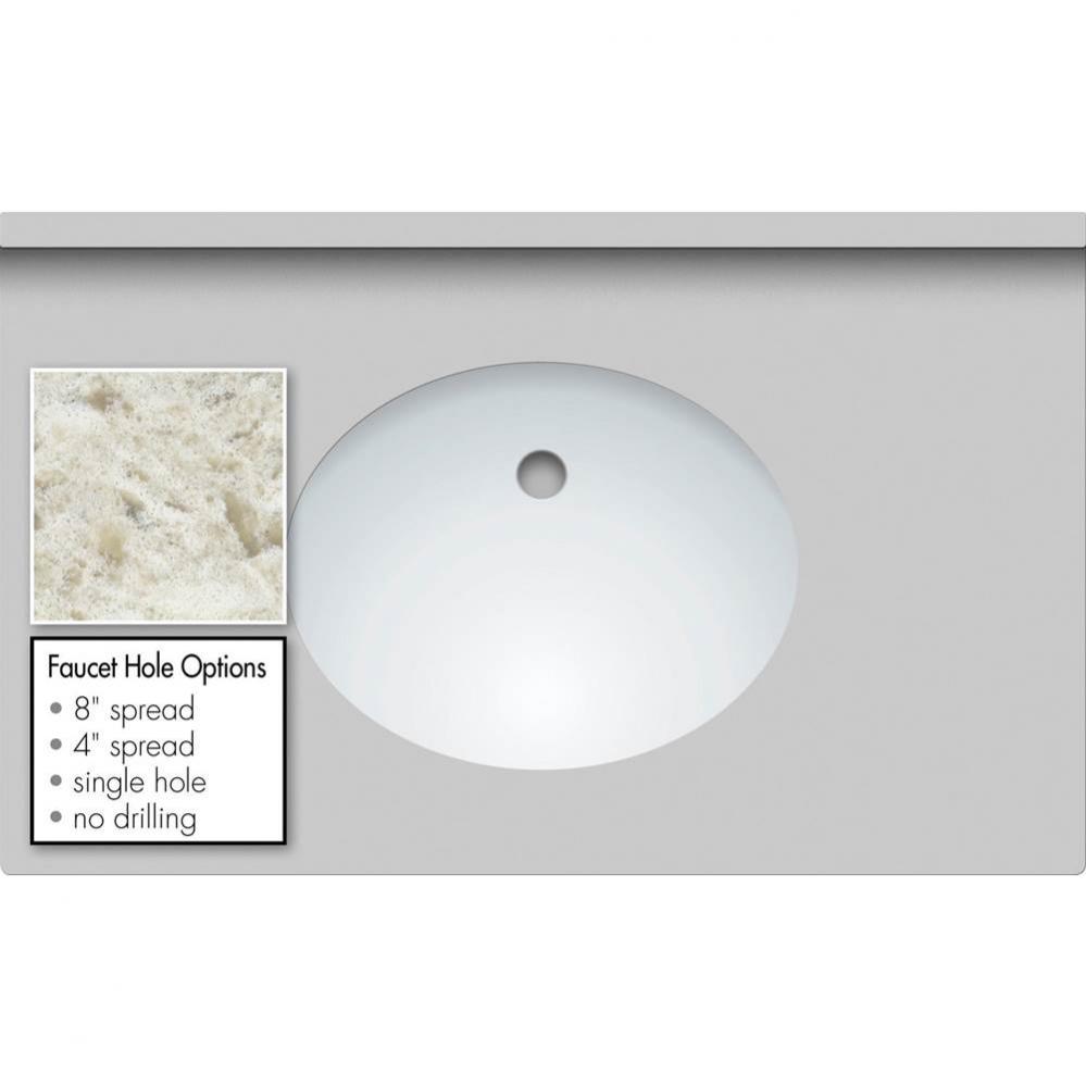 37 X 22 X 1.25 Countertop Quartz Sangda Falls Oval White