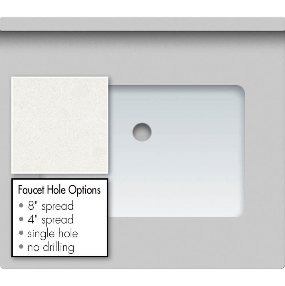 25 X 22 X 1.25 Countertop Quartz Cotton White Rect White