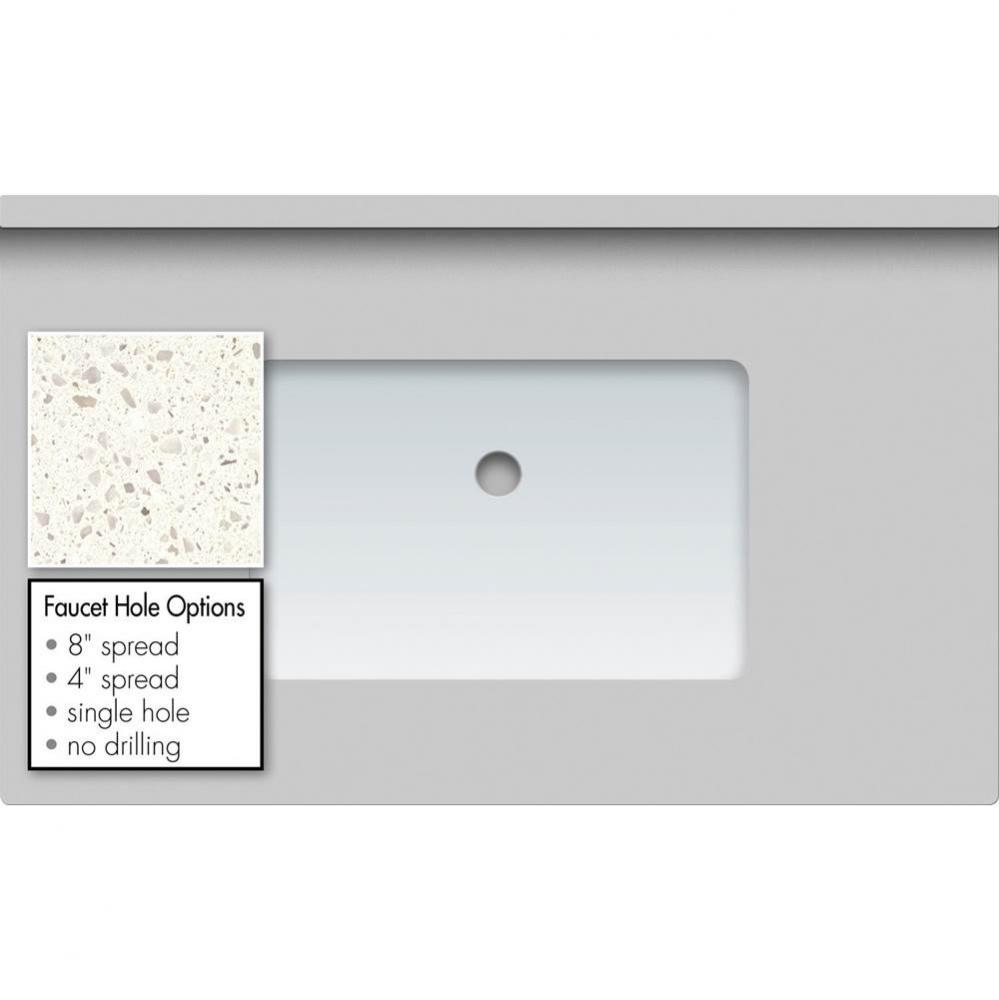 37 X 22 X 1.25 Countertop Quartz Pearl White Polished Rect White