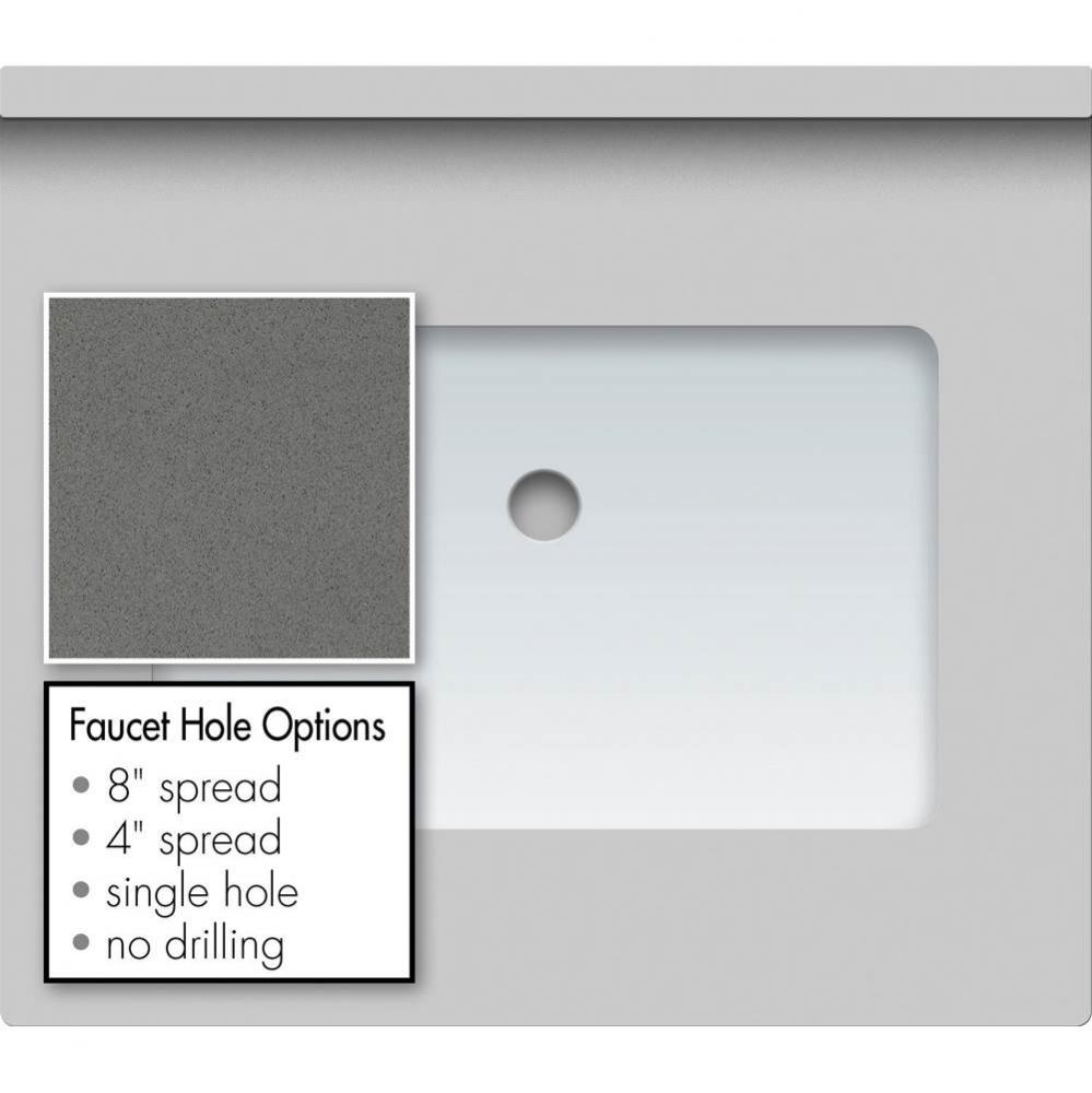 25 X 22 X 1.25 Countertop Quartz Grey Lake Rect White