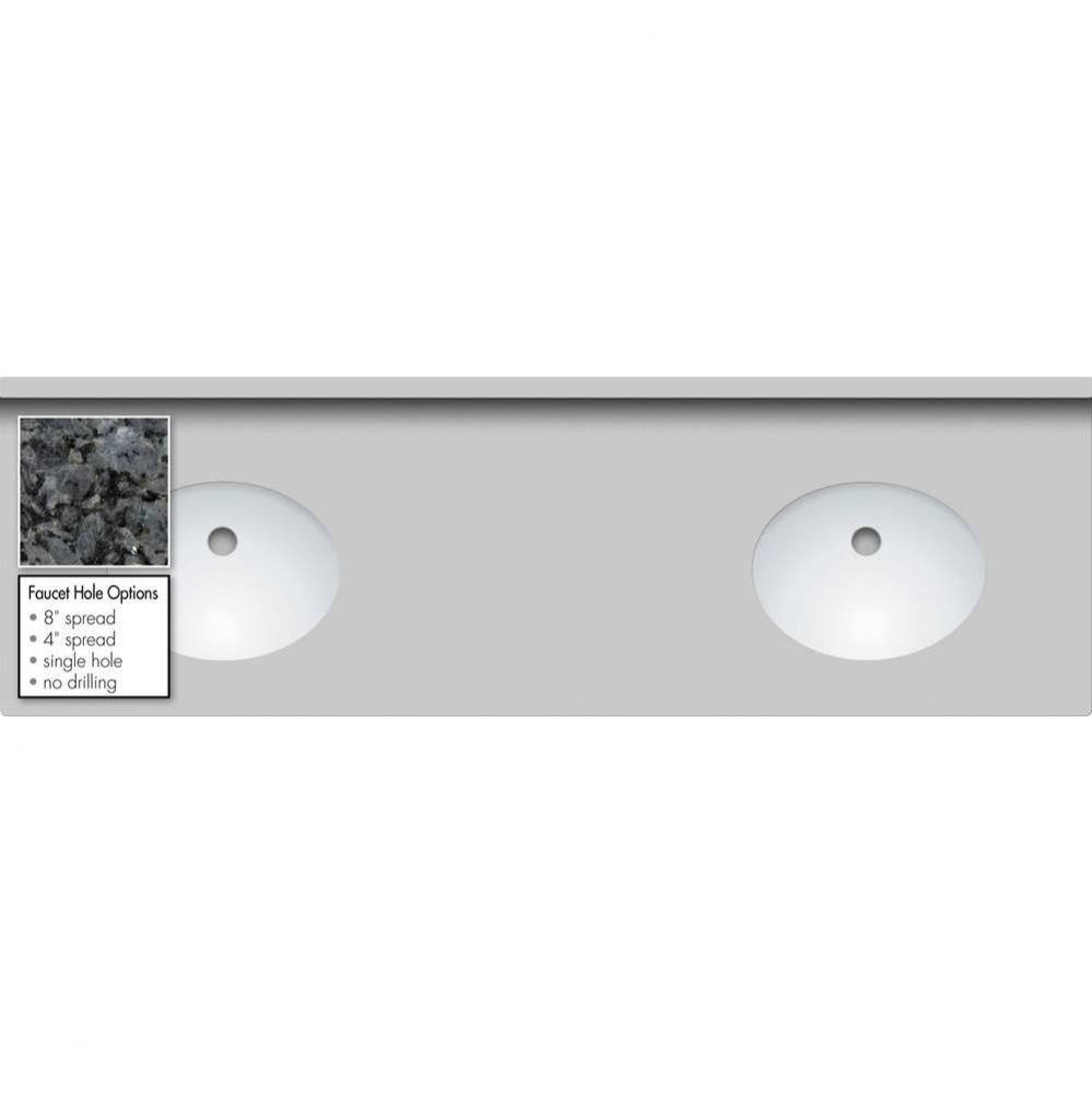 61 X 19 X 1.25 Countertop Granite Blue Pearl 2X Oval White