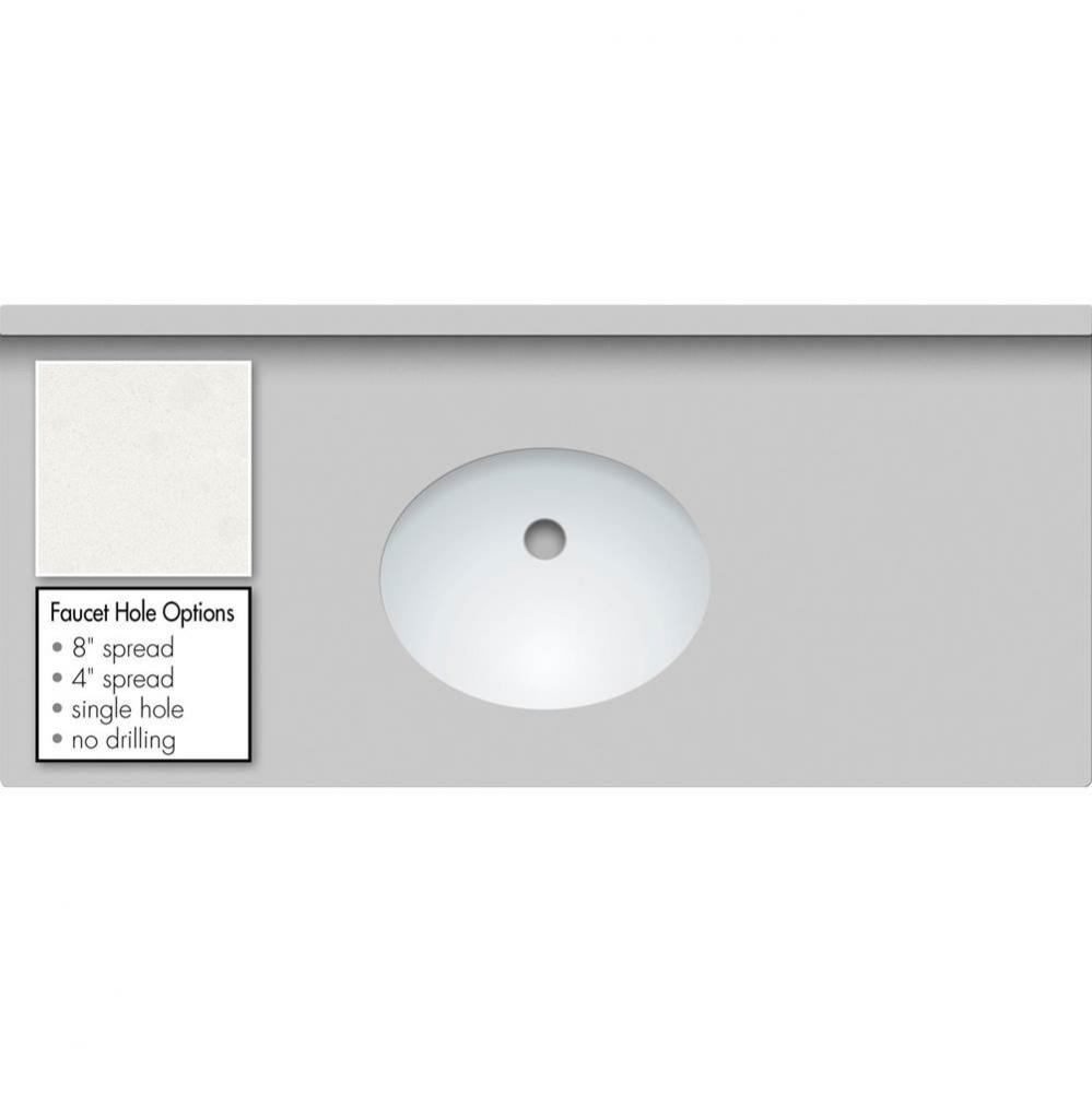 43 X 19 X 1.25 Countertop Quartz Cotton White Oval White