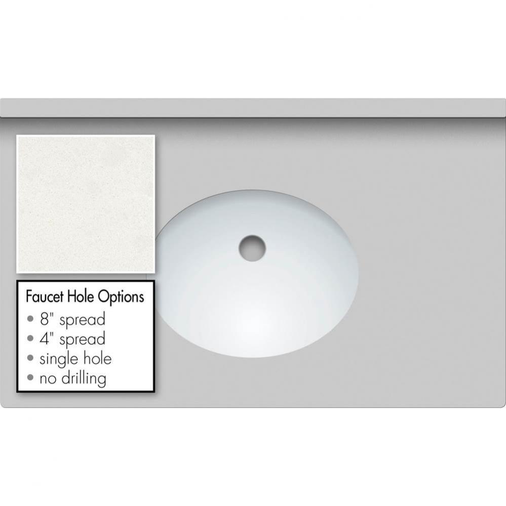 31 X 19 X 1.25 Countertop Quartz Cotton White Oval White
