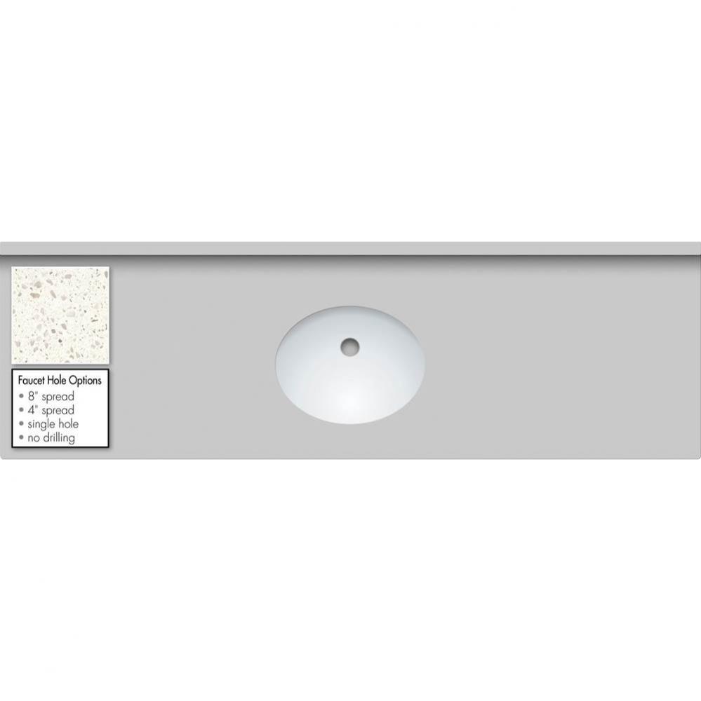 61 X 19 X 1.25 Countertop Quartz Pearl White Polished Oval White
