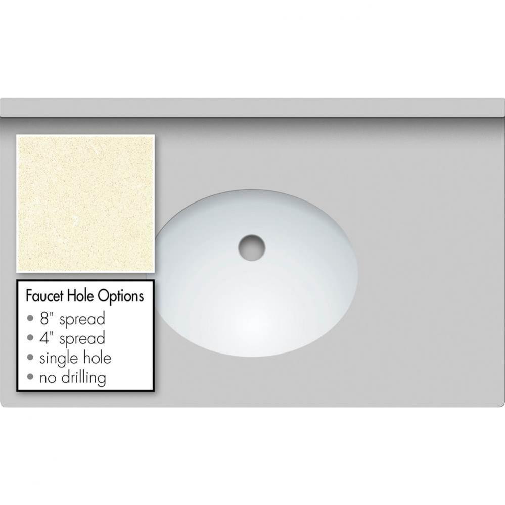 31 X 19 X 1.25 Countertop Quartz Botticcino Oval White