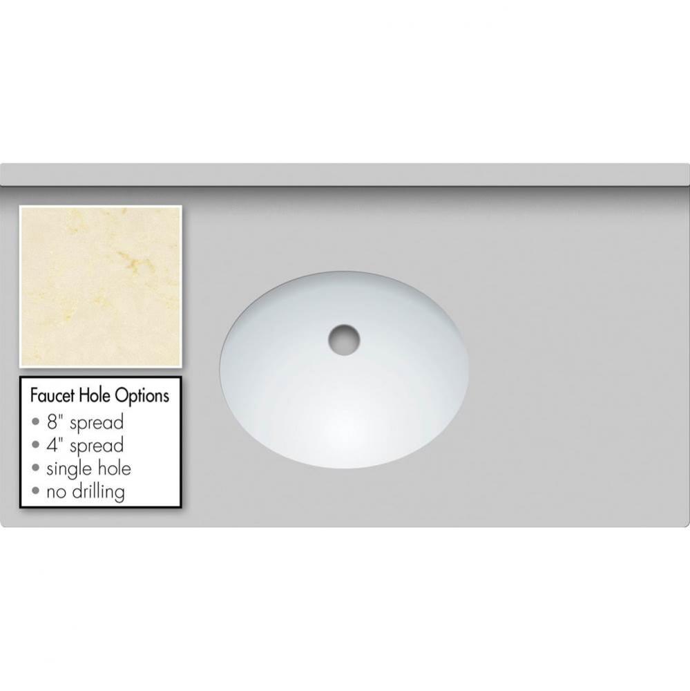 37 X 19 X 1.25 Countertop Quartz Dreamy Marfil Oval White