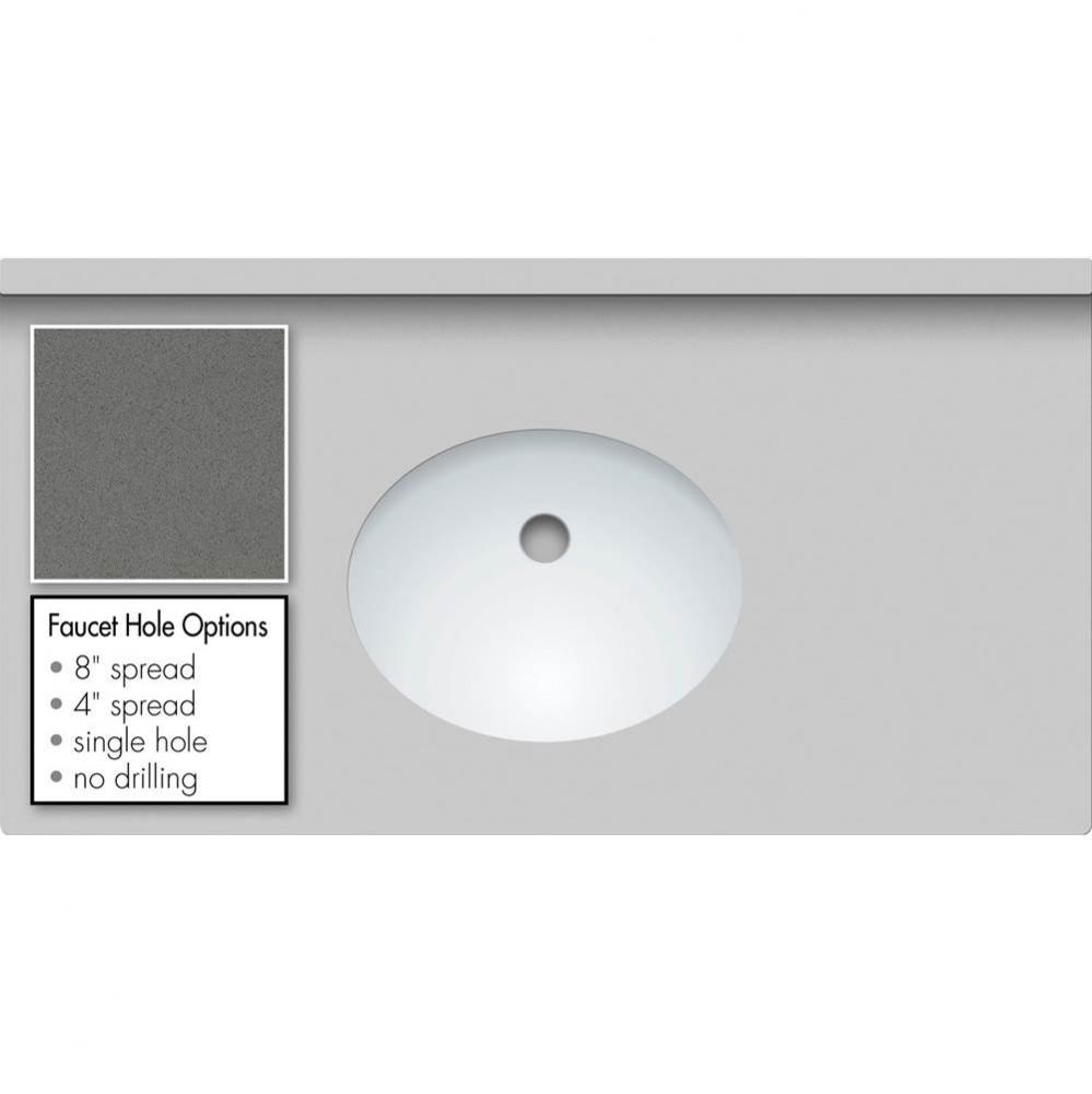 37 X 19 X 1.25 Countertop Quartz Grey Lake Oval White
