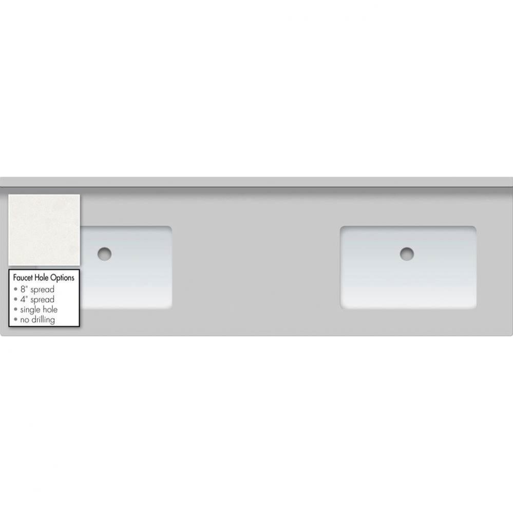 61 X 19 X 1.25 Countertop Quartz Cotton White 2X Sm Rect White