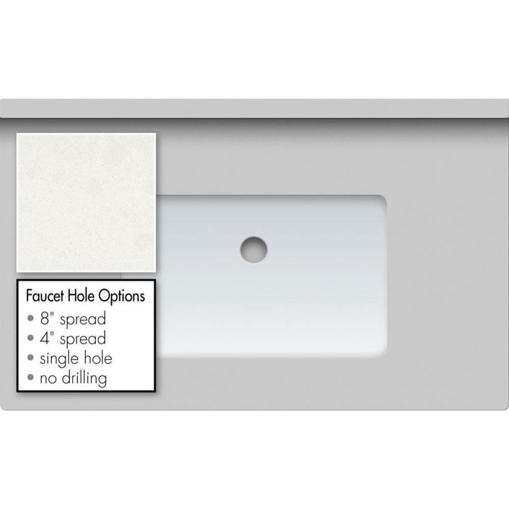 31 X 19 X 1.25 Countertop Quartz Cotton White Sm Rect White