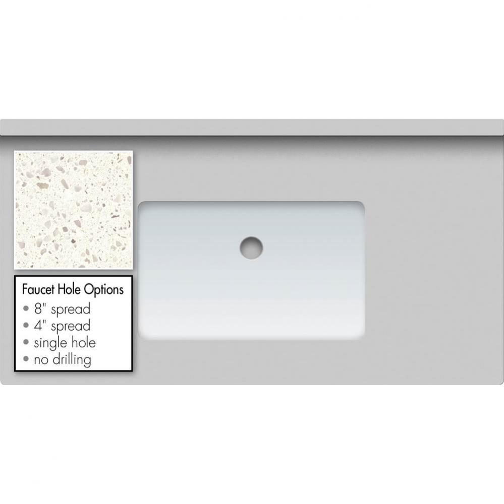 37 X 19 X 1.25 Countertop Quartz Pearl White Polished Sm Rect White