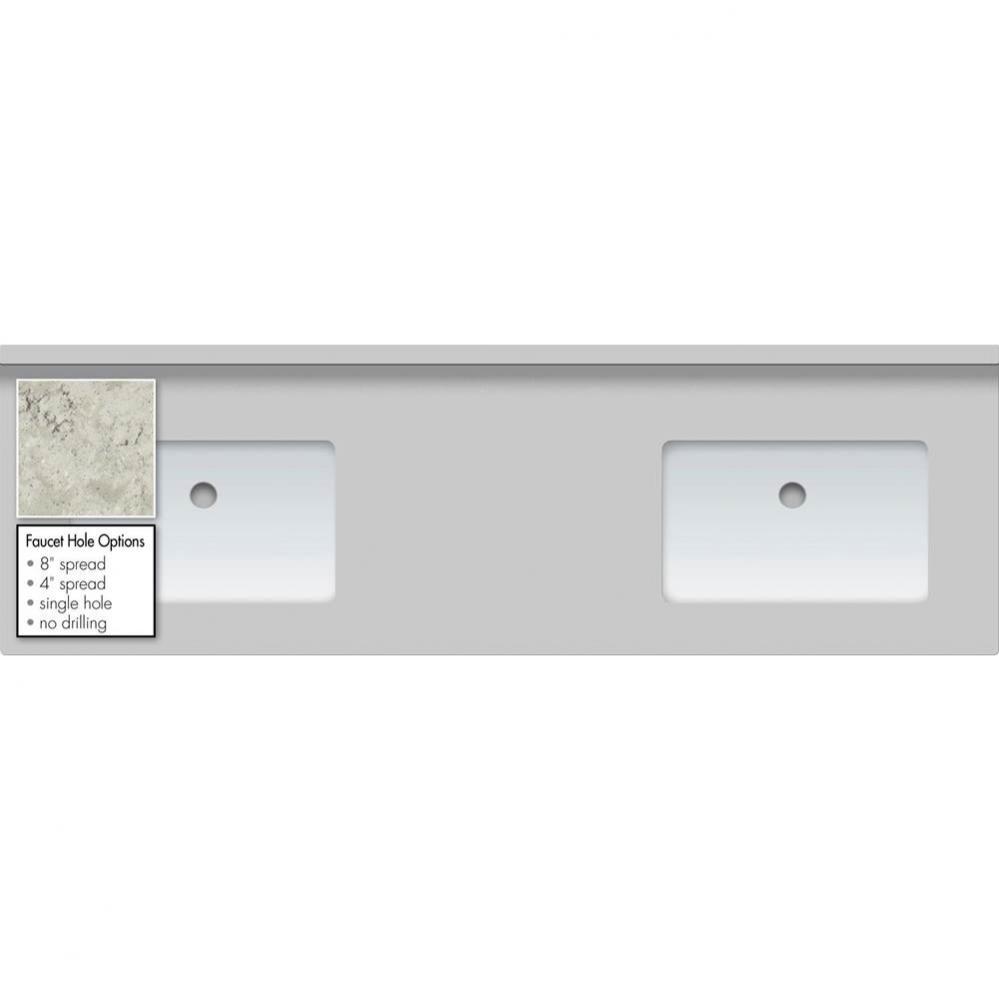 62 X 19 X 1.25 Countertop Quartz Via Augusta 2X Sm Rect White