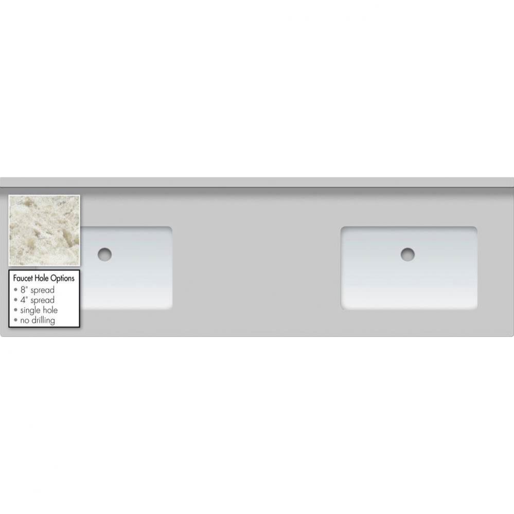 62 X 19 X 1.25 Countertop Quartz Sangda Falls 2X Sm Rect White