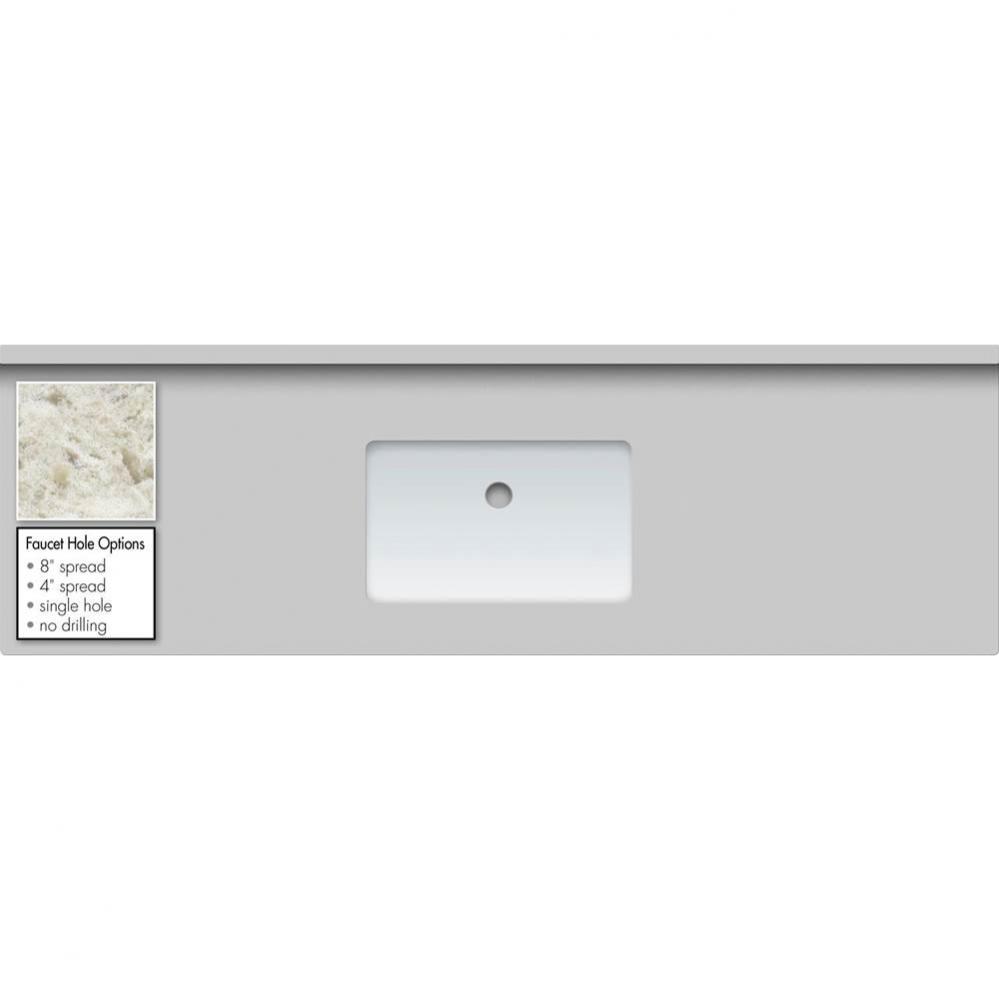 61 X 19 X 1.25 Countertop Quartz Sangda Falls Rect White