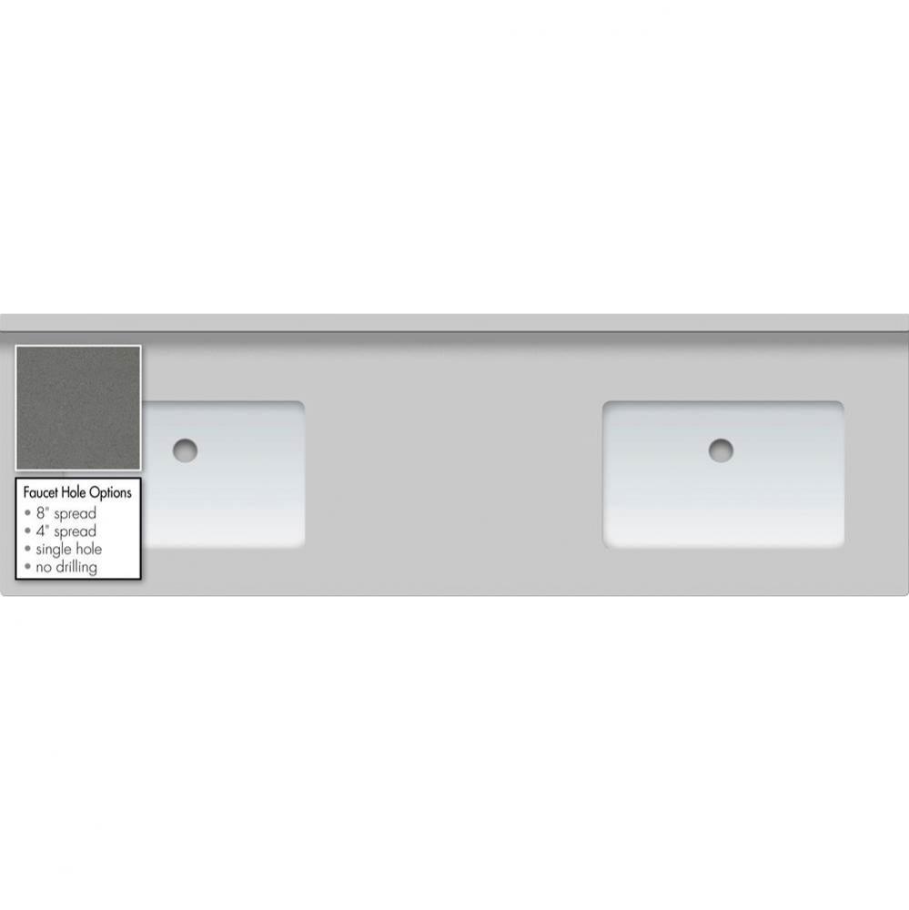 61 X 19 X 1.25 Countertop Quartz Grey Lake Rect White 2X