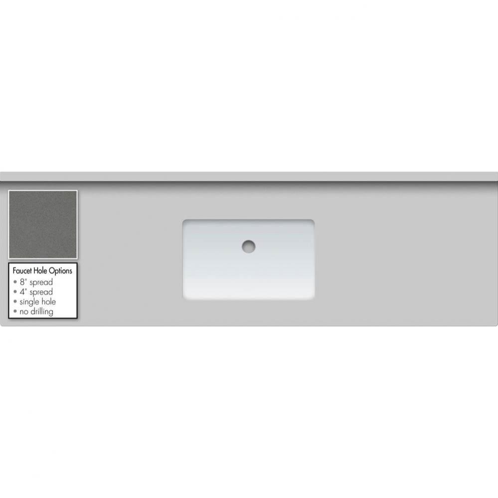 61 X 19 X 1.25 Countertop Quartz Grey Lake Rect White