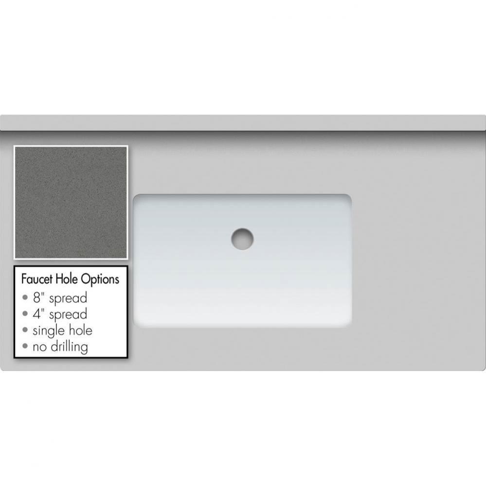 37 X 19 X 1.25 Countertop Quartz Grey Lake Rect White