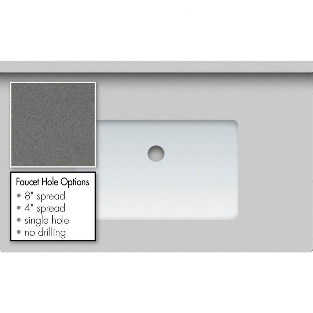 31 X 19 X 1.25 Countertop Quartz Grey Lake Rect White