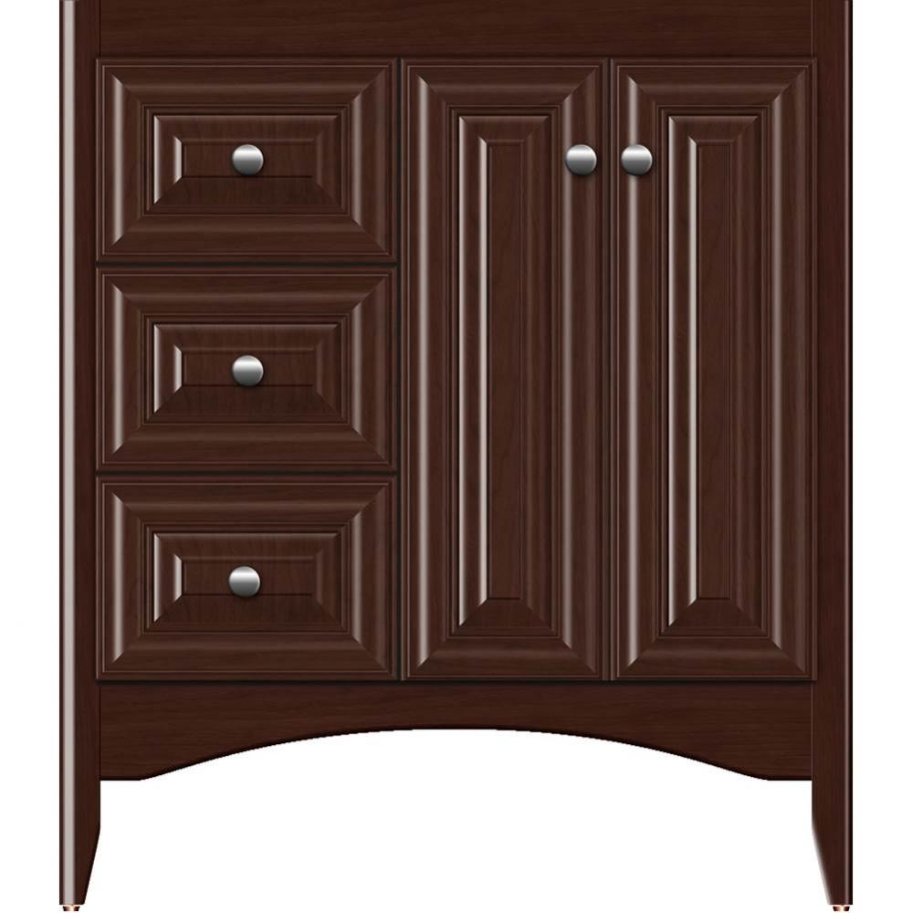 30 X 21 X 34.5 Wallingford View Vanity Classic Miter Choc Cherry Lh