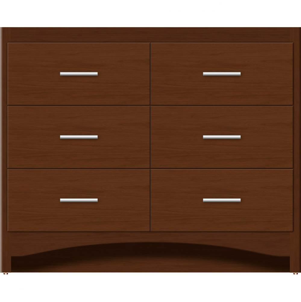 42 X 18 X 34.5 Ravenna Town Vanity Slab Pecan Cherry 6 Drw