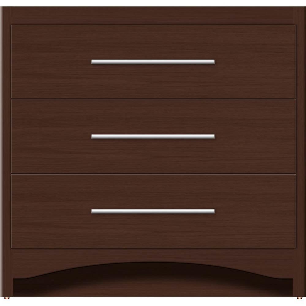 36 X 18 X 34.5 Ravenna Town Vanity Slab Choc Oak 3 Drw