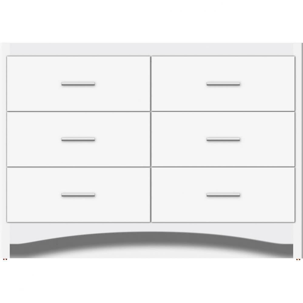 48 X 18 X 34.5 Ravenna Town Vanity Slab Sat White 6 Drw