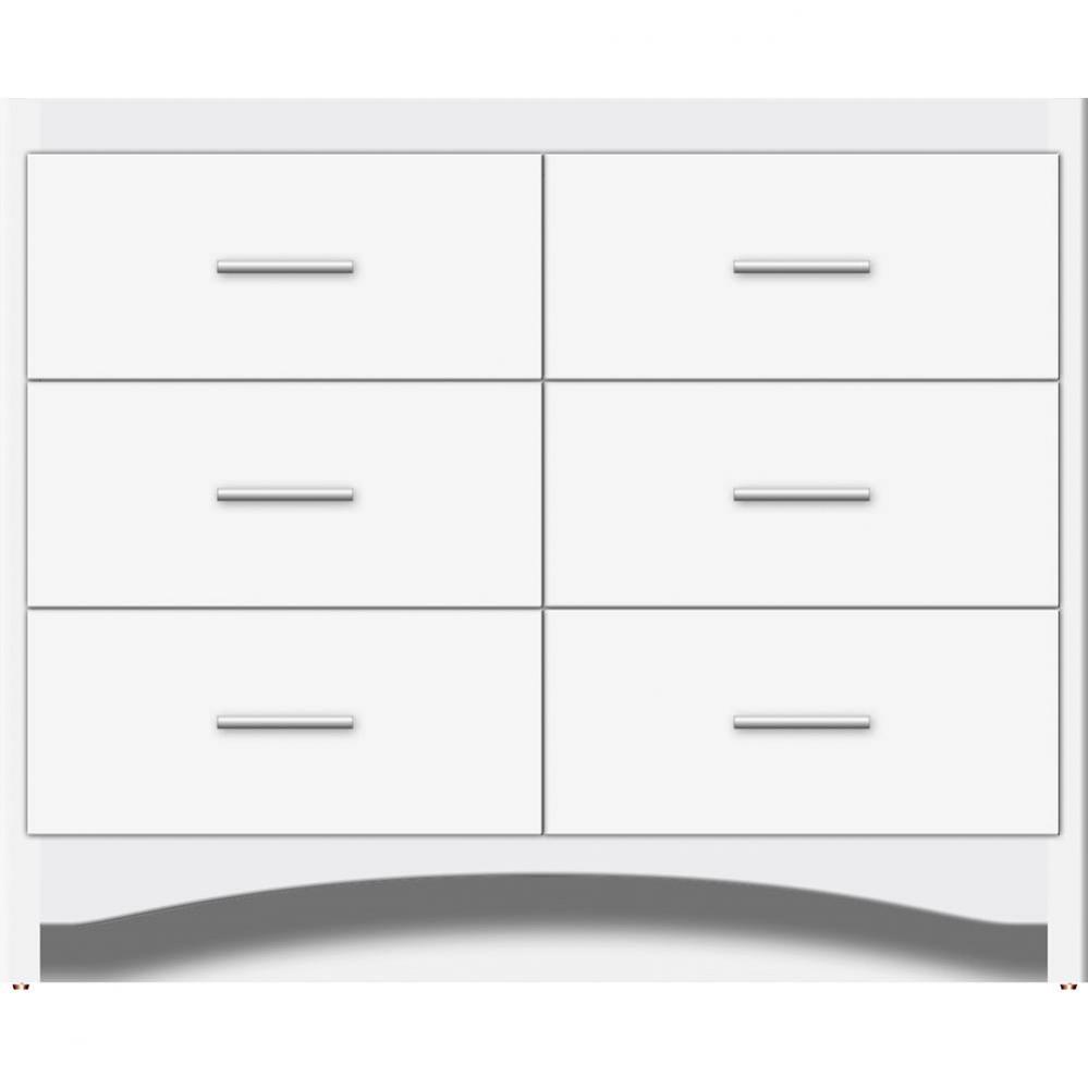 42 X 21 X 34.5 Ravenna Town Vanity Slab Sat White 6 Drw