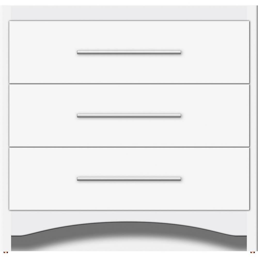 36 X 21 X 34.5 Ravenna Town Vanity Slab Sat White 3 Drw