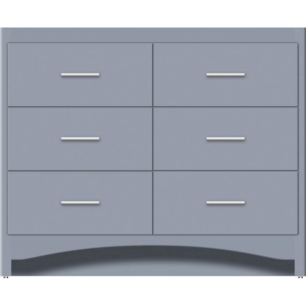 42 X 21 X 34.5 Ravenna Town Vanity Slab Sat Silver 6 Drw