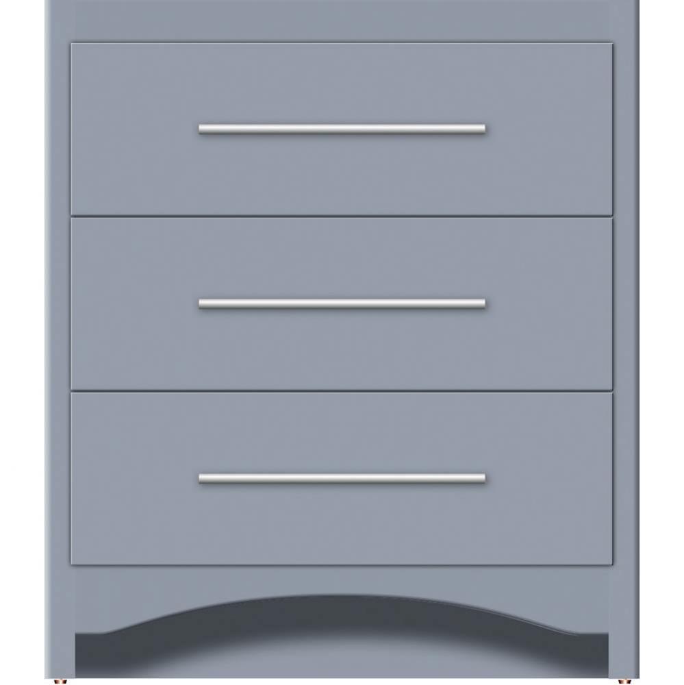 30 X 21 X 34.5 Ravenna Town Vanity Slab Sat Silver 3 Drw