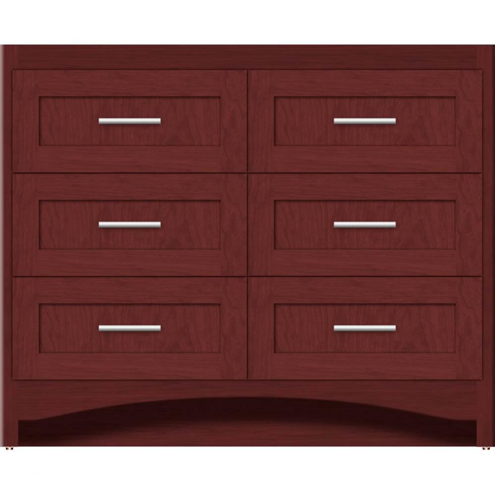 42 X 18 X 34.5 Ravenna Town Vanity Shaker Dk Cherry 6 Drw