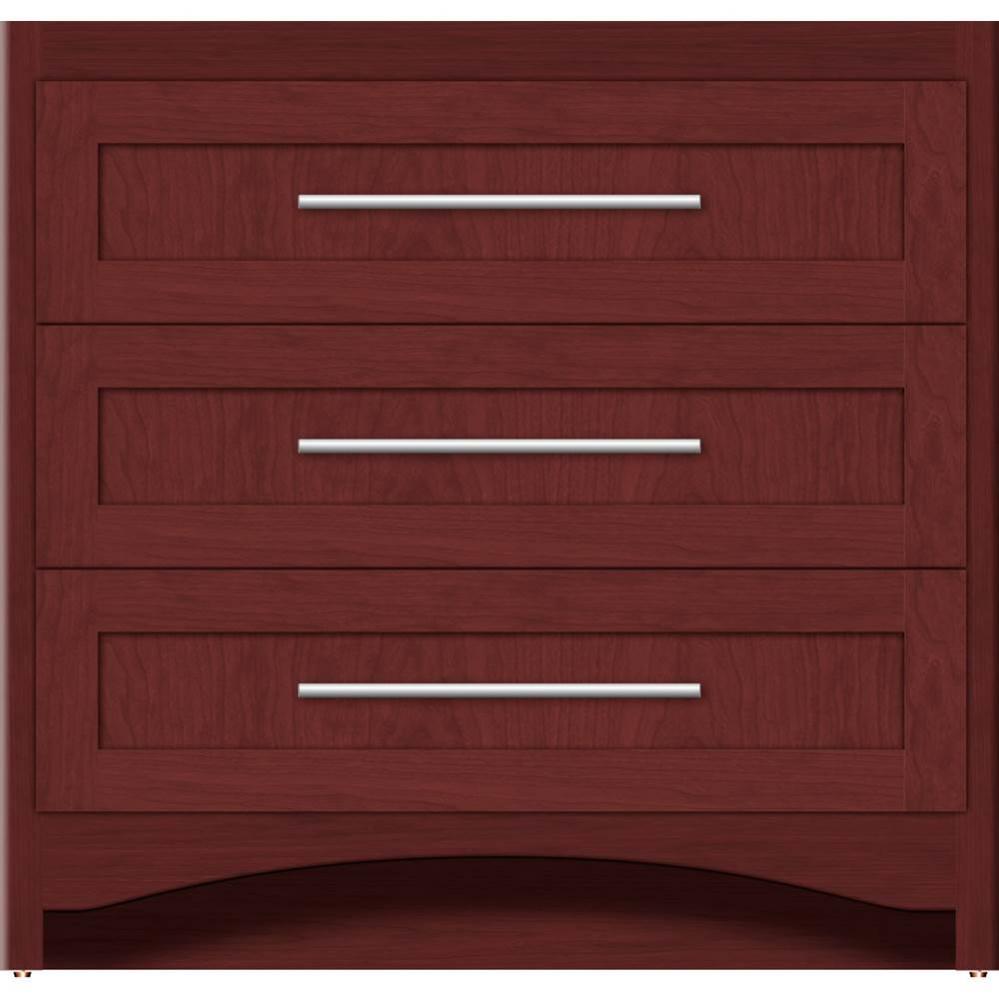 36 X 21 X 34.5 Ravenna Town Vanity Shaker Dk Cherry 3 Drw