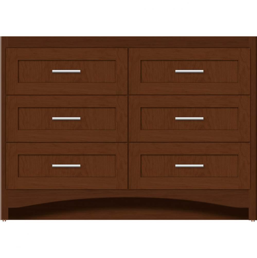 48 X 18 X 34.5 Ravenna Town Vanity Shaker Pecan Cherry 6 Drw