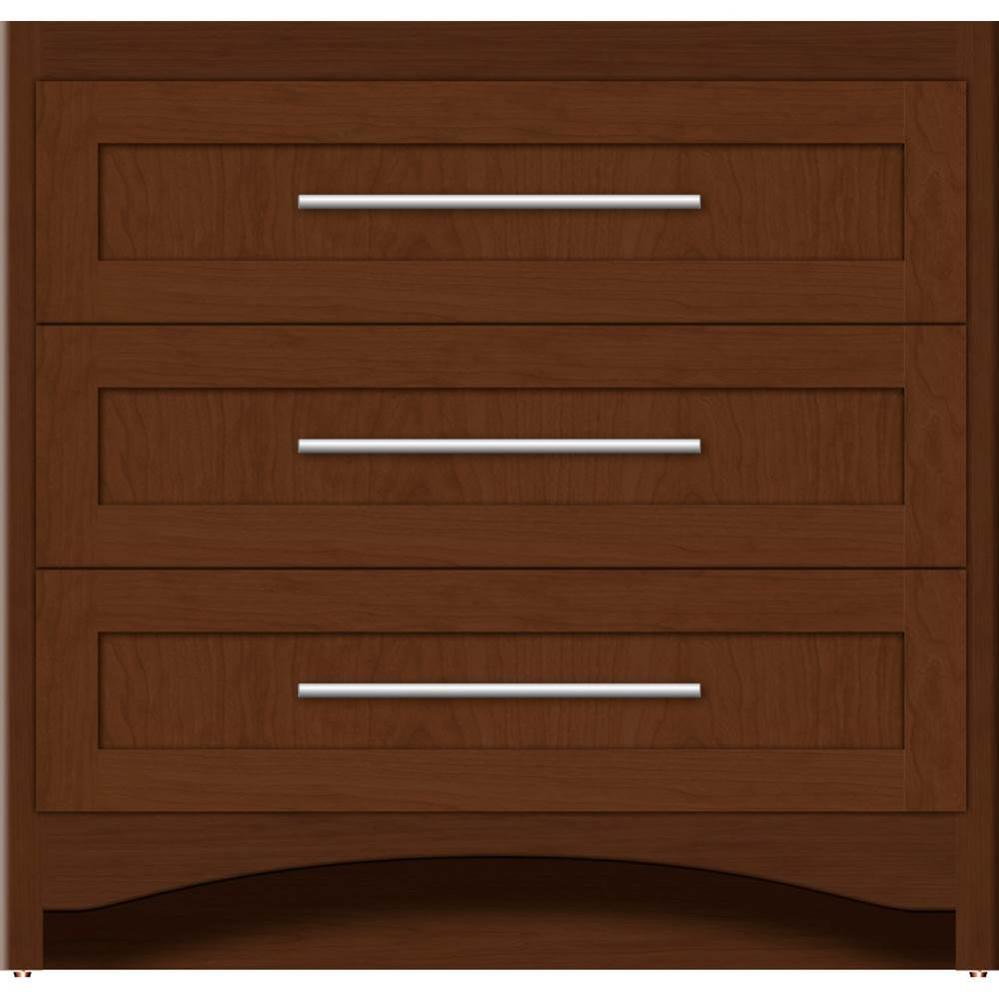 36 X 18 X 34.5 Ravenna Town Vanity Shaker Pecan Cherry 3 Drw