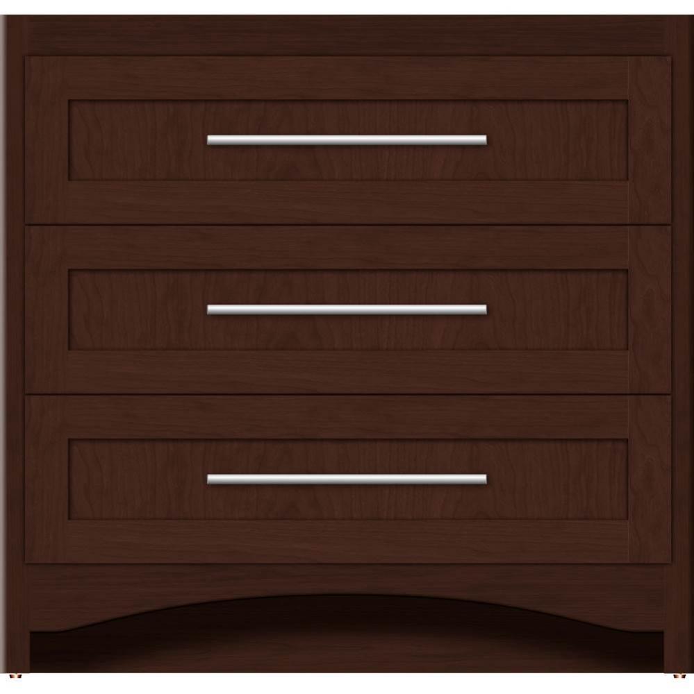 36 X 21 X 34.5 Ravenna Town Vanity Shaker Choc Cherry 3 Drw