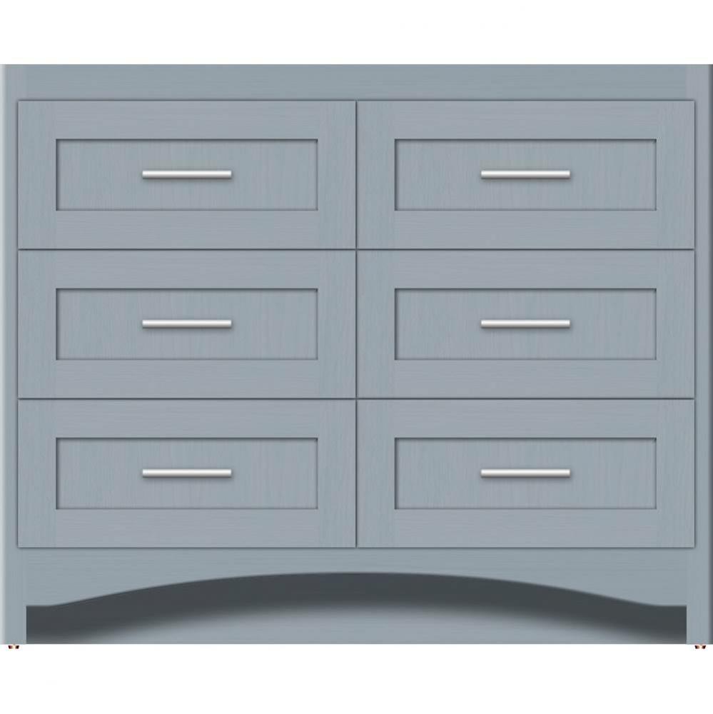 42 X 18 X 34.5 Ravenna Town Vanity Shaker Silver Oak 6 Drw
