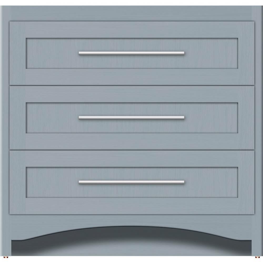 36 X 18 X 34.5 Ravenna Town Vanity Shaker Silver Oak 3 Drw