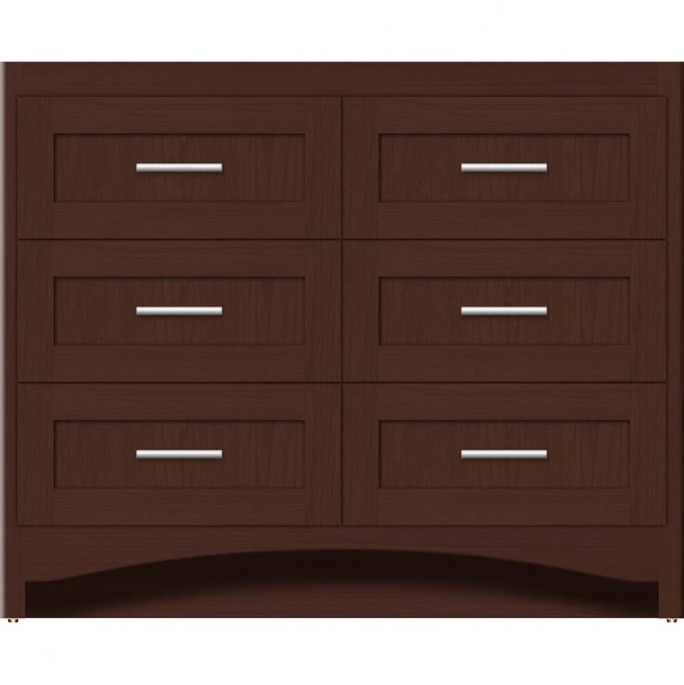 42 X 18 X 34.5 Ravenna Town Vanity Shaker Choc Oak 6 Drw