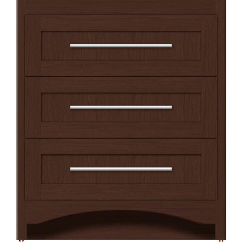 30 X 21 X 34.5 Ravenna Town Vanity Shaker Choc Oak 3 Drw