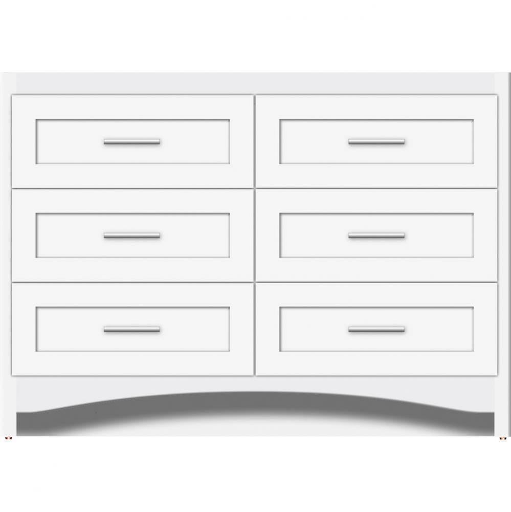 48 X 18 X 34.5 Ravenna Town Vanity Shaker Sat White 6 Drw