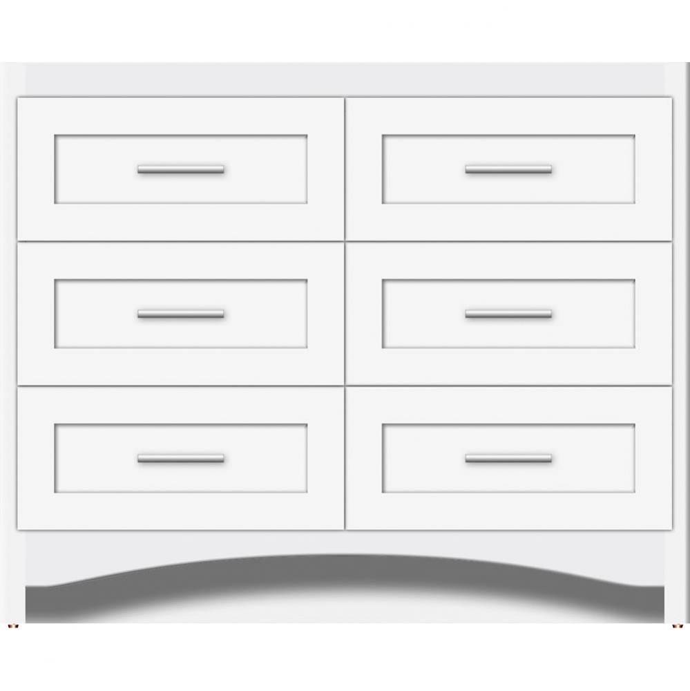 42 X 18 X 34.5 Ravenna Town Vanity Shaker Sat White 6 Drw