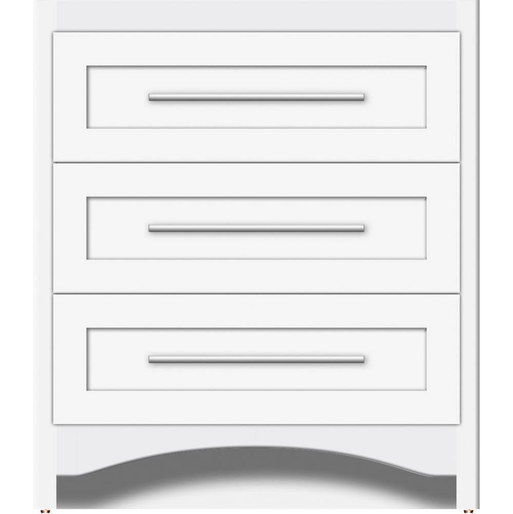 30 X 18 X 34.5 Ravenna Town Vanity Shaker Sat White 3 Drw