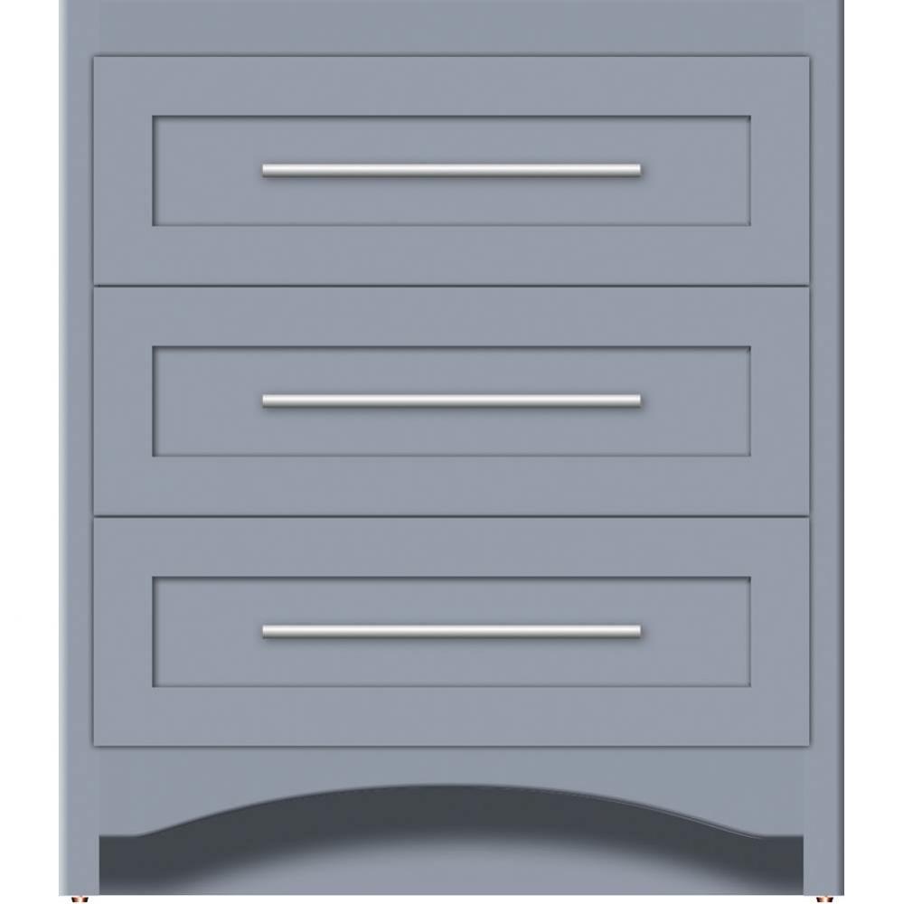 30 X 18 X 34.5 Ravenna Town Vanity Shaker Sat Silver 3 Drw