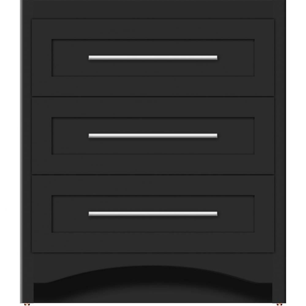 30 X 18 X 34.5 Ravenna Town Vanity Shaker Sat Black 3 Drw