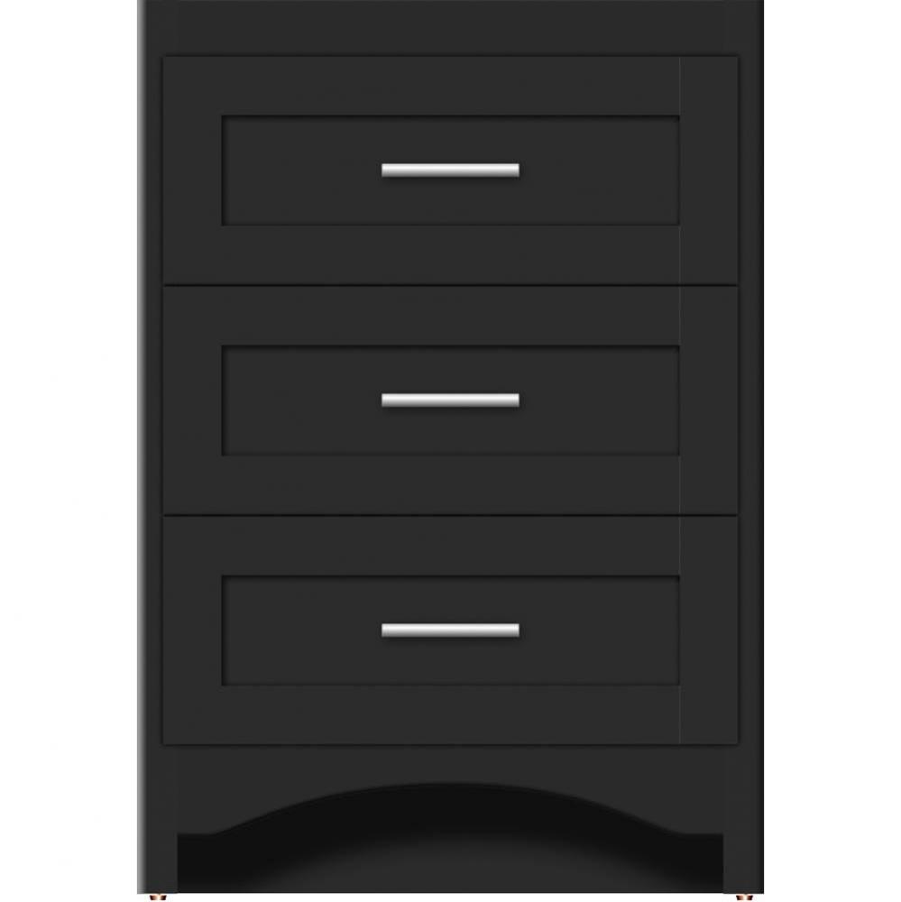 24 X 18 X 34.5 Ravenna Town Vanity Shaker Sat Black 3 Drw