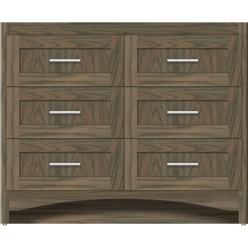 42 X 21 X 34.5 Ravenna Town Vanity Shaker Dusky Oak 6 Drw