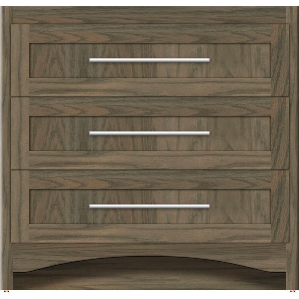 36 X 21 X 34.5 Ravenna Town Vanity Shaker Dusky Oak 3 Drw