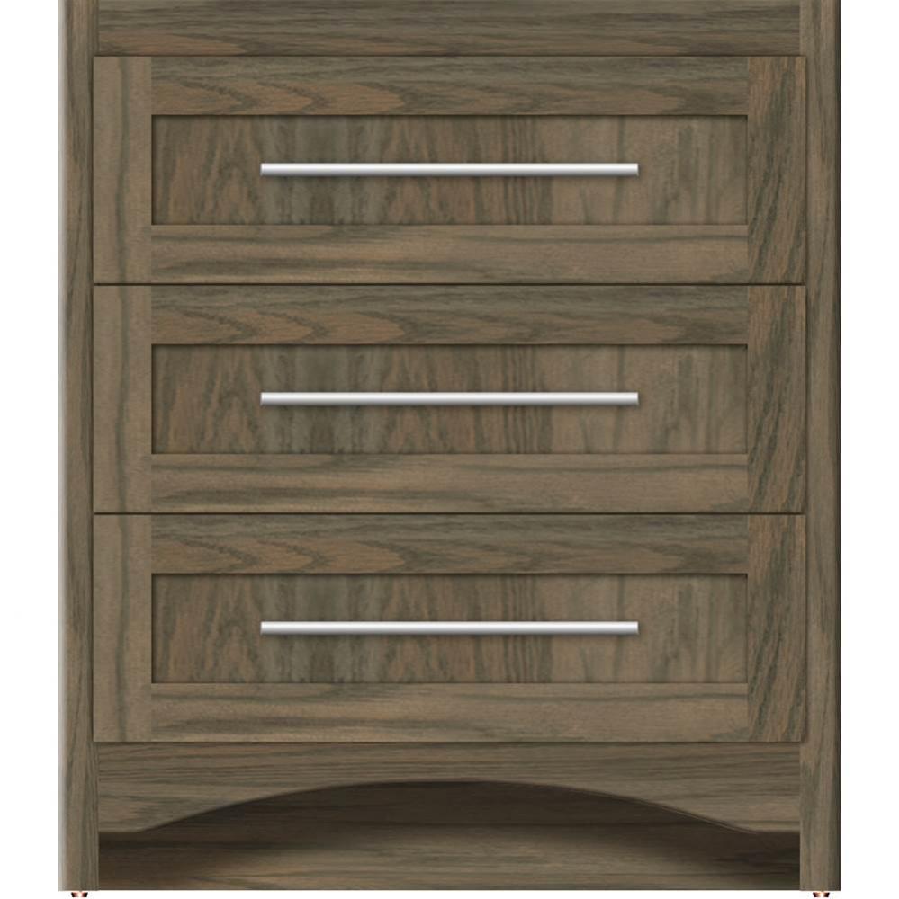 30 X 18 X 34.5 Ravenna Town Vanity Shaker Dusky Oak 3 Drw
